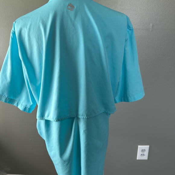 Ocean Coast men’s medium button up front fishing shirt front pockets vented back - Picture 7 of 15